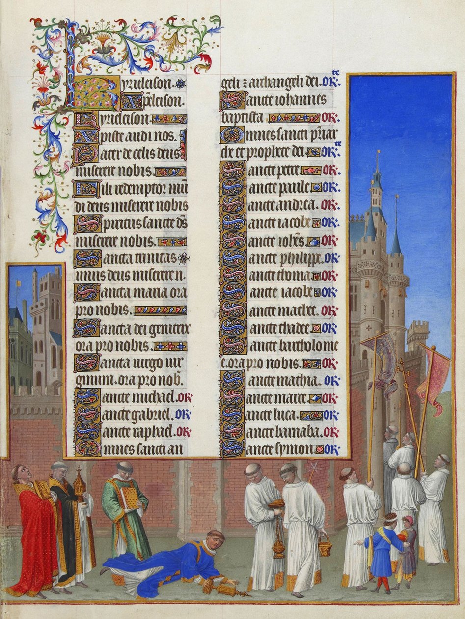 Les Très Riches Heures du Duc de Berry, Folio 72r - The Procession of Saint Gregory av Unbekannt