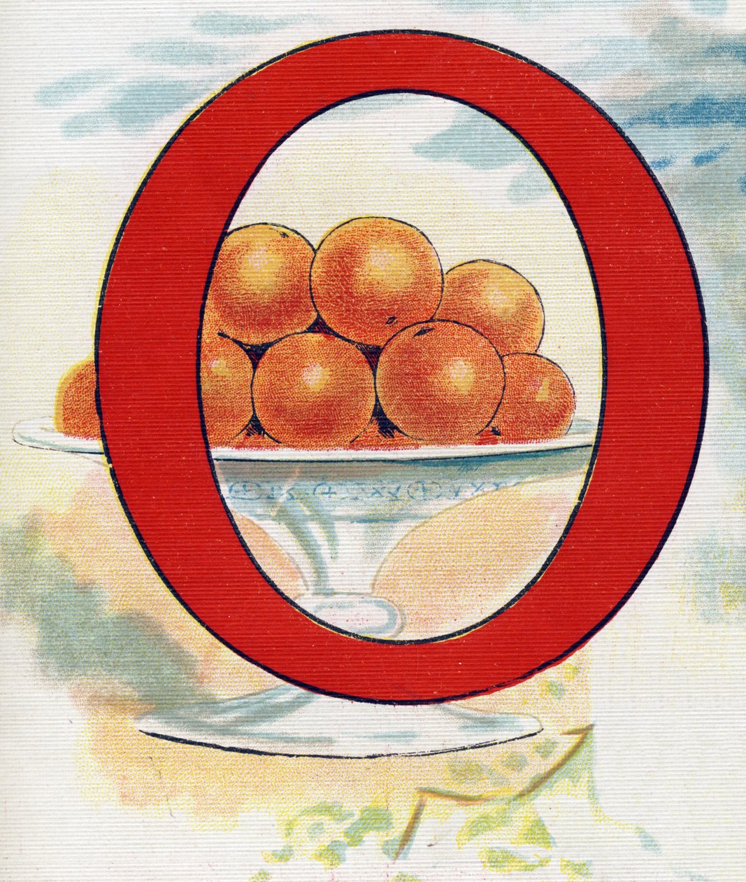 Bokstav O: appelsiner. Gravering i "ABC L