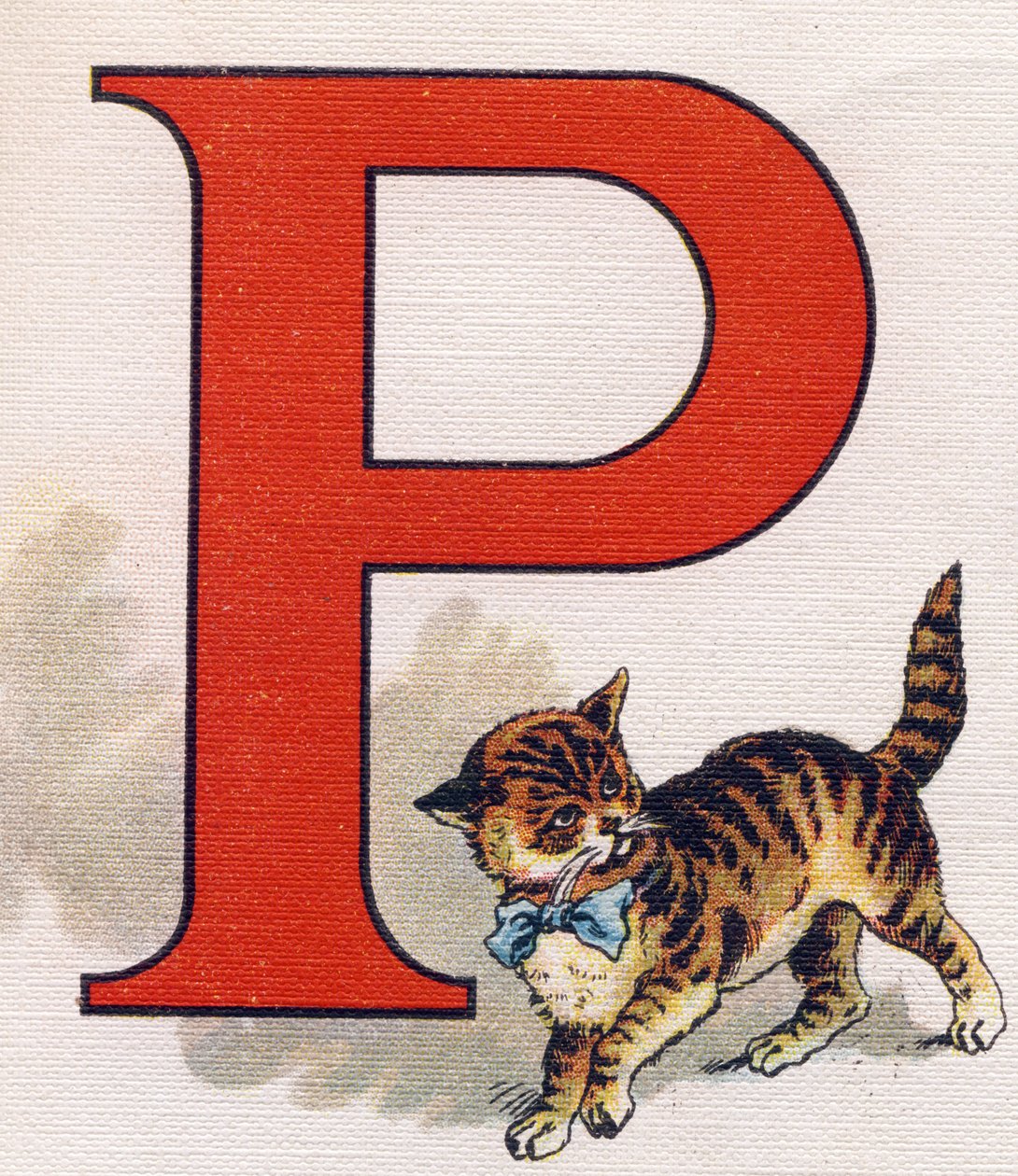 Bokstav P: liten katt. Gravering i "ABC L