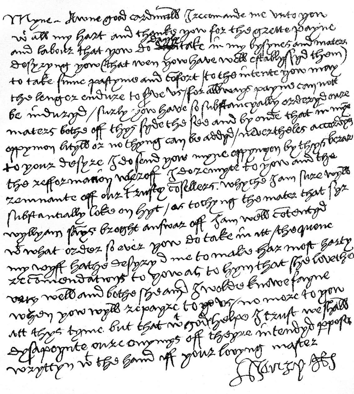 Brev fra kong Henry VIII til kardinal Wolsey (