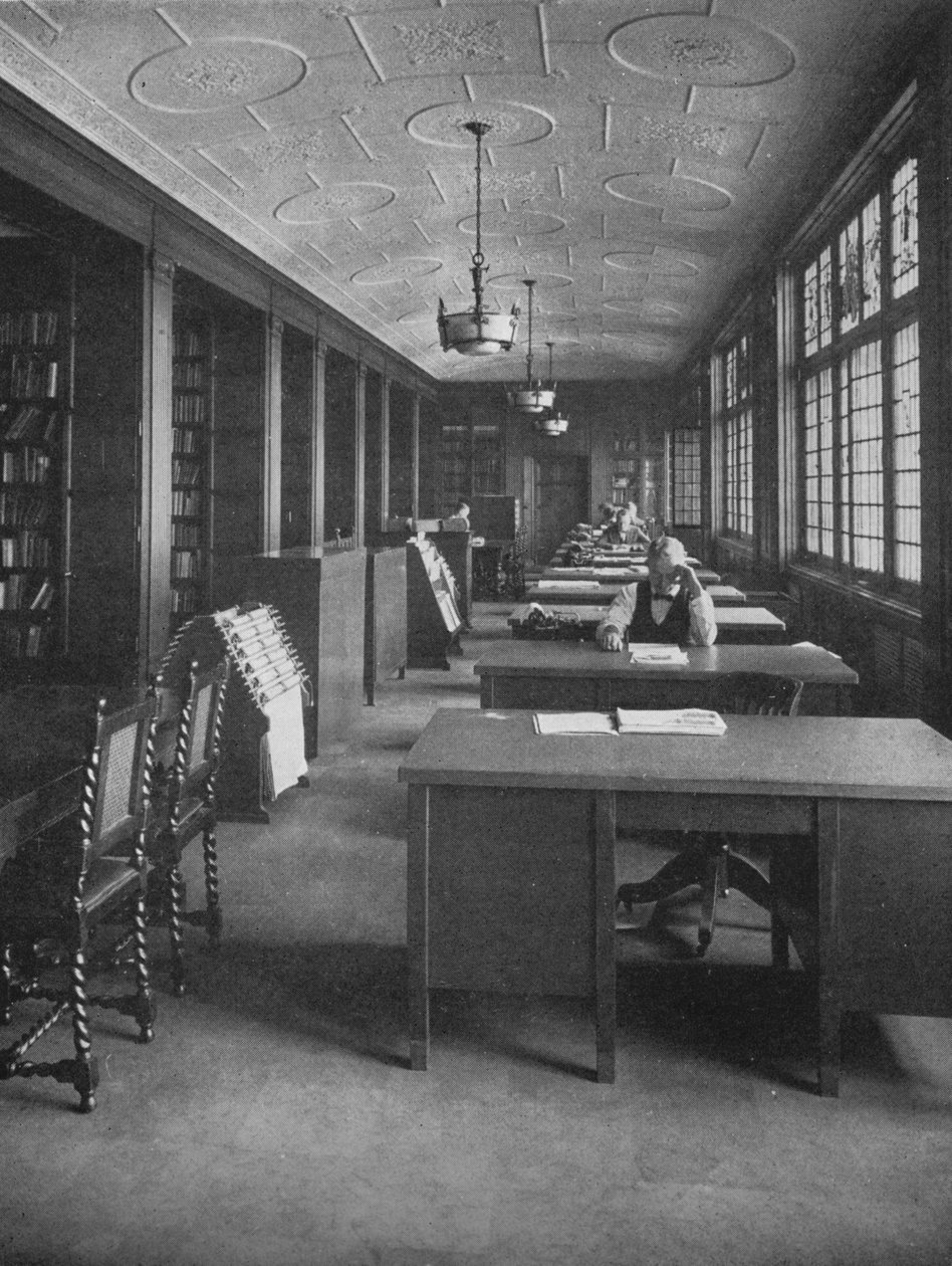 Bibliotek og redaksjonsrom, The Evening News Building, Detroit, Michigan, 1924 av Unbekannt