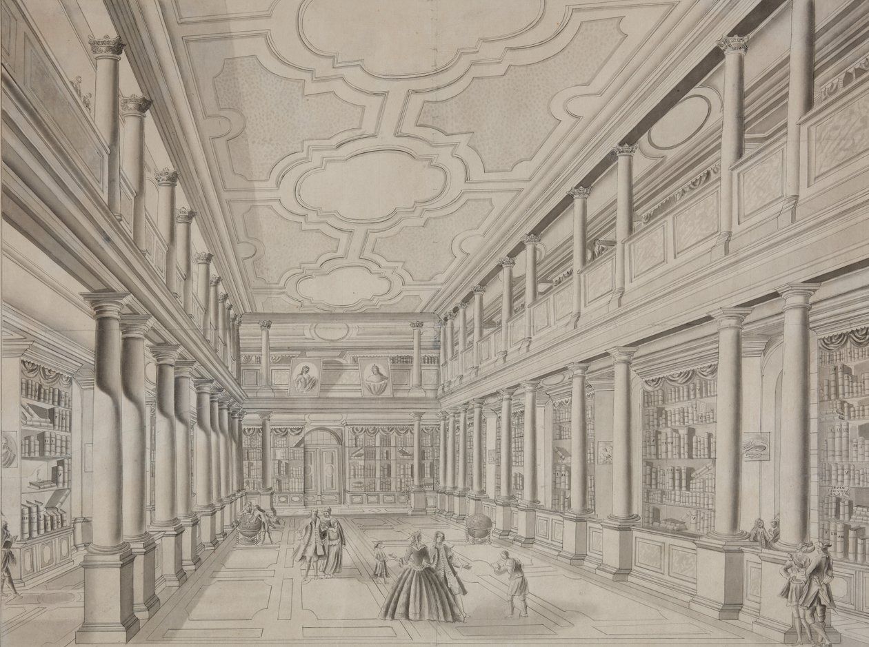 Vitenskapsakademiets bibliotek i Kunstkammeret, tidlig på 1800-tallet av Unbekannt