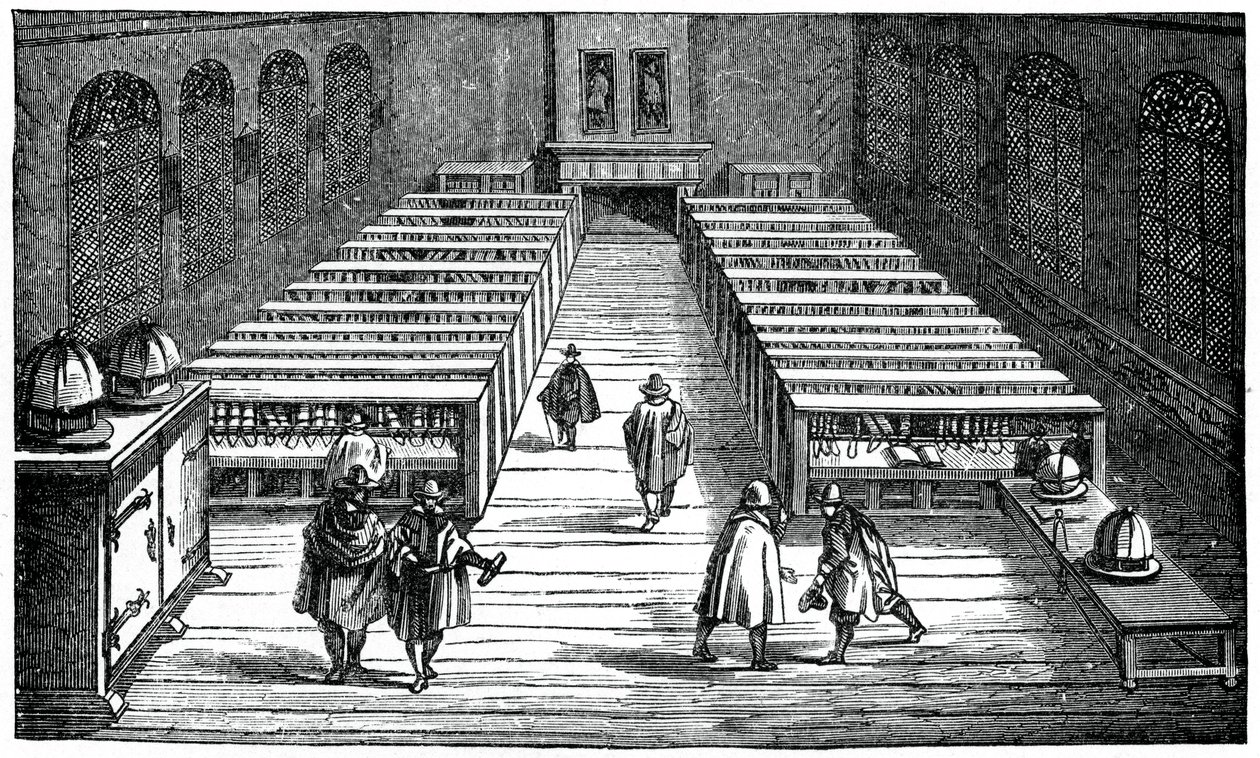 Bibliotek ved University of Leyden, Nederland, 1600-tallet, 1870 av Unbekannt