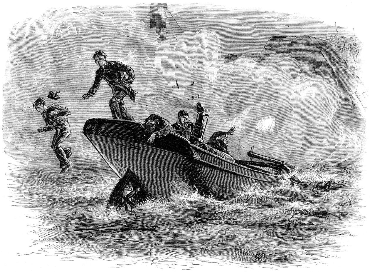 Løytnant Cushings angrep på Albemarle, ca 1880 av Unbekannt