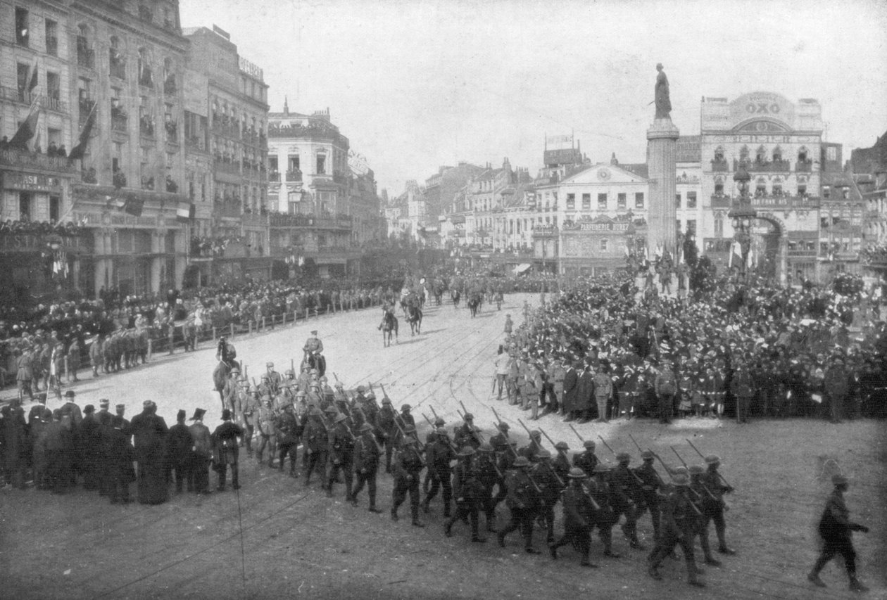 Lille blir befridd av den britiske 5. armé, Frankrike, 17. oktober 1918 av Unbekannt