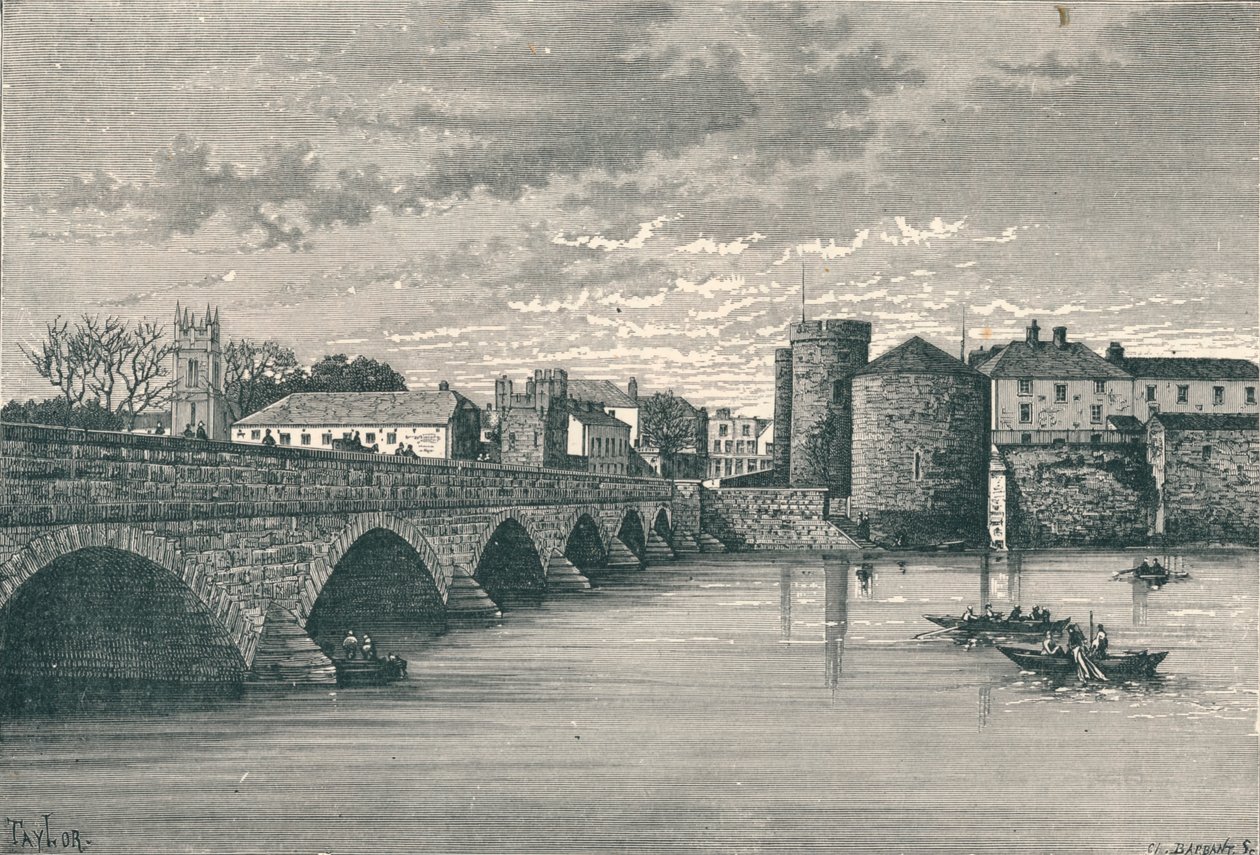 Limerick - Thomond Bridge og King Johns Castle, 1896 av Unbekannt