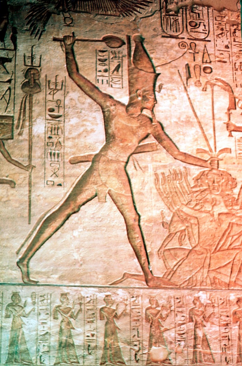 Kalksteinsrelieff fra Temple of Rameses II, Abu Simbel, Egypt, 1200-tallet f.Kr. av Unbekannt