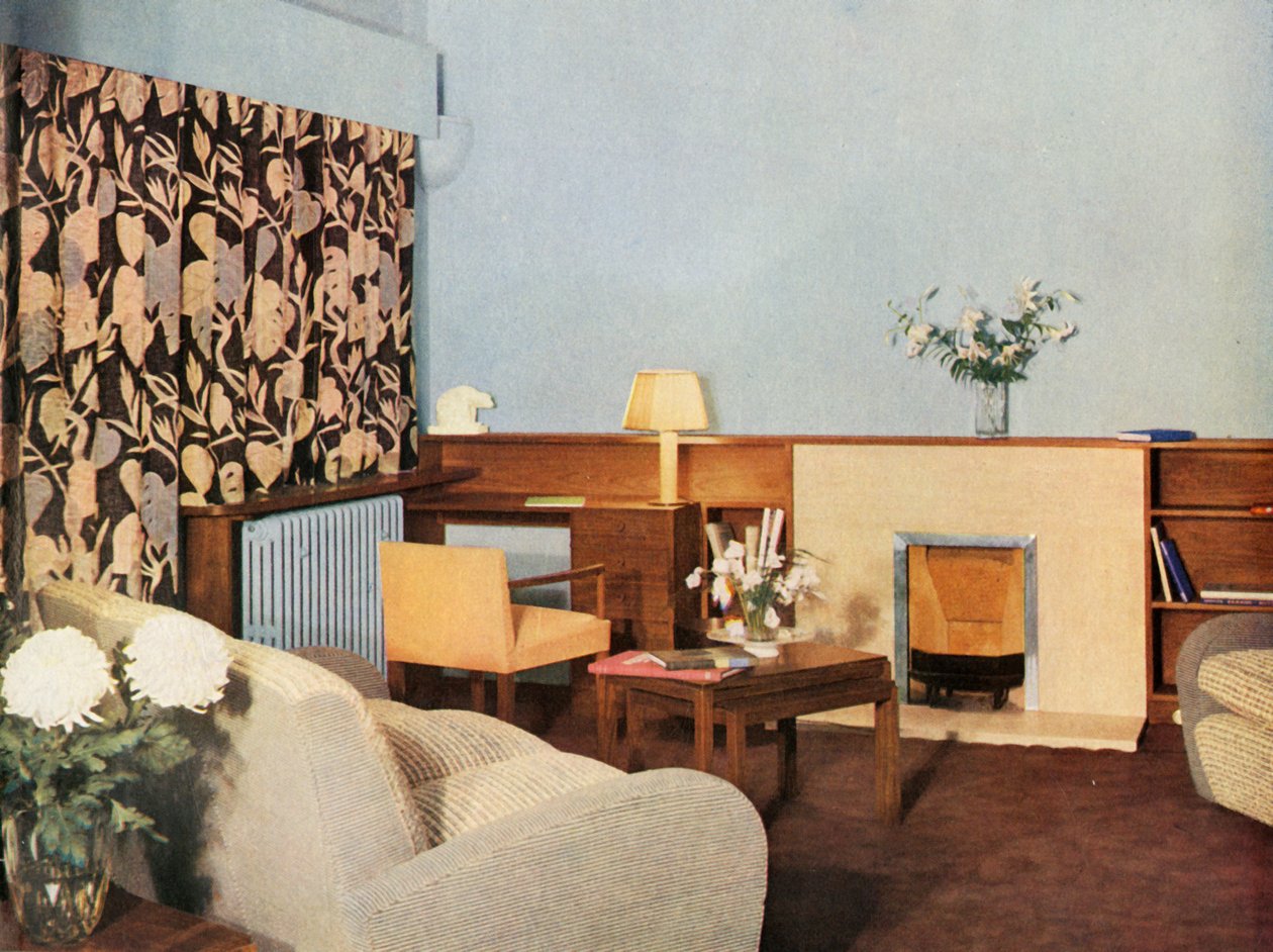 Stue i Miss Dinshaws leilighet, Stockleigh Hall, Regents Park, Gordon Russell Ltd., 1937 av Unbekannt