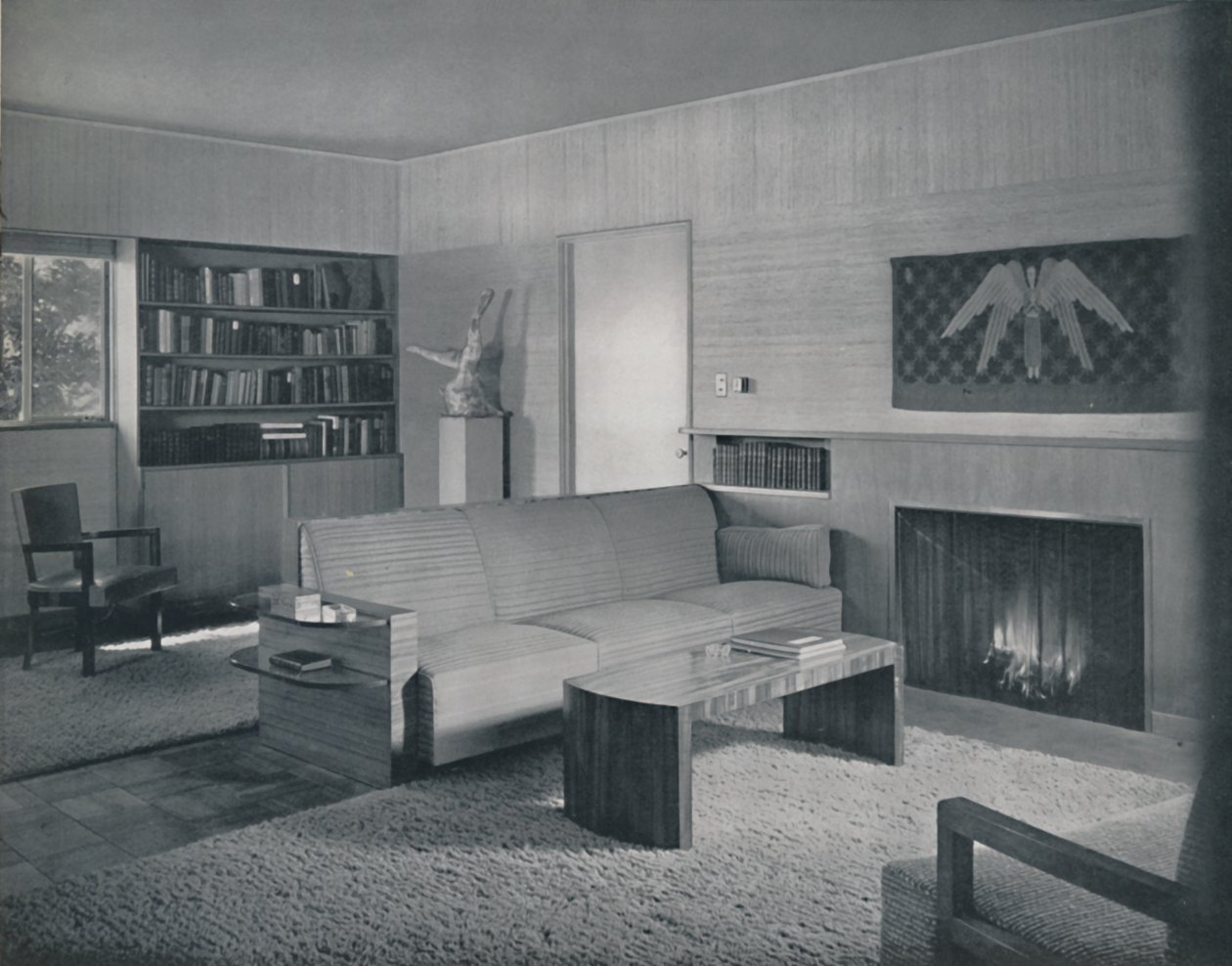 Stue designet av Honor Easton og Alyne Whalen i et hus i Los Angeles, 1942 av Unbekannt
