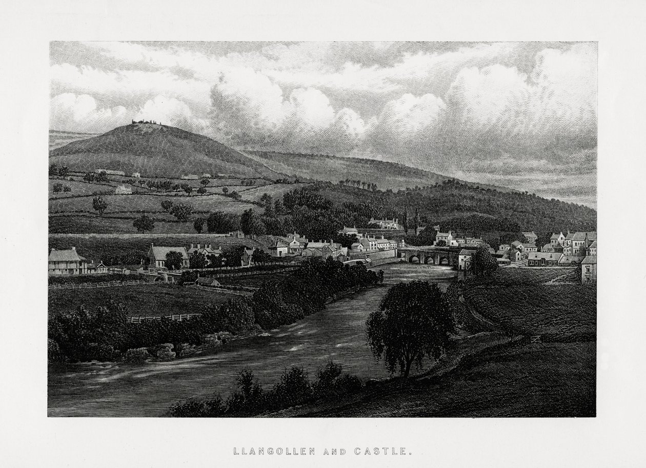 Llangollen og slottet, Denbighshire, Nord-Wales, 1896 av Unbekannt