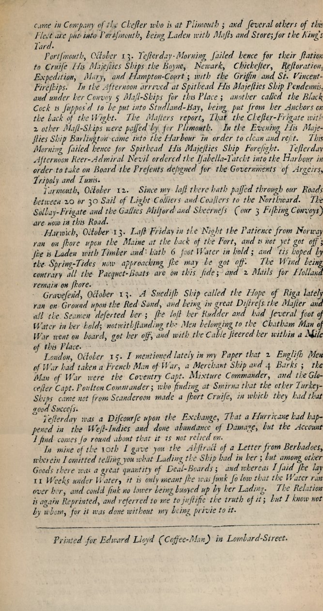 Lloyds Nyheter. London, 15. oktober 1696 - Numb. 20, 1928 av Unbekannt
