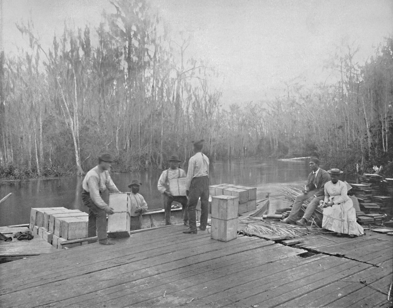 Laster appelsiner på Ocklawaha River, Florida, c1897. av Unbekannt