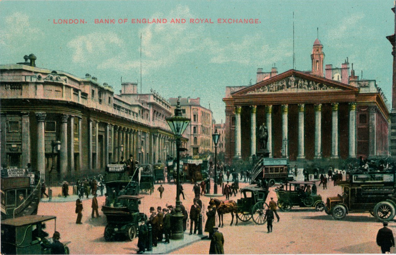 London, Bank of England og Royal Exchange, c1910 av Unbekannt