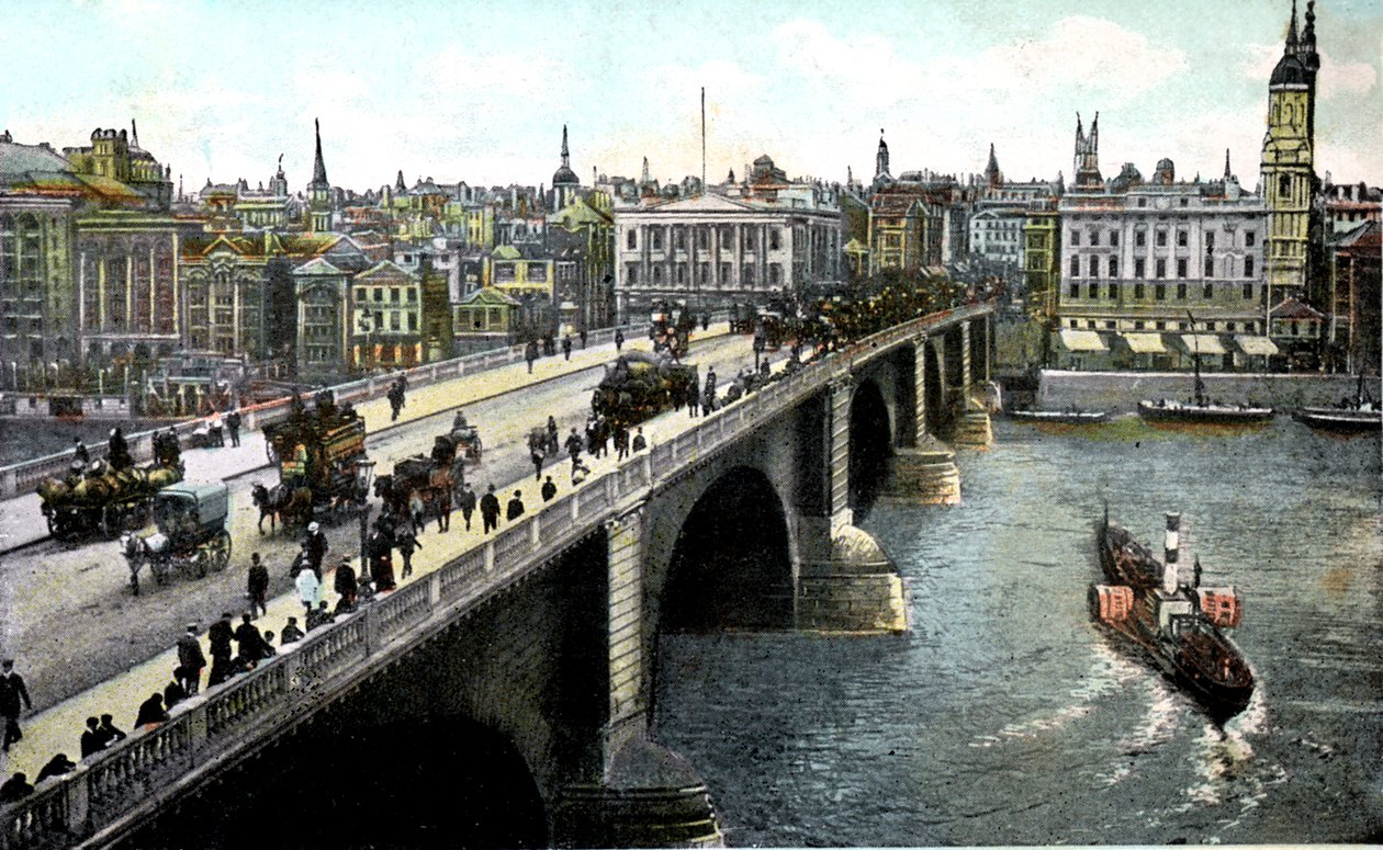 London Bridge etter 1904-utvidelsen, London, 1900-tallet av Unbekannt