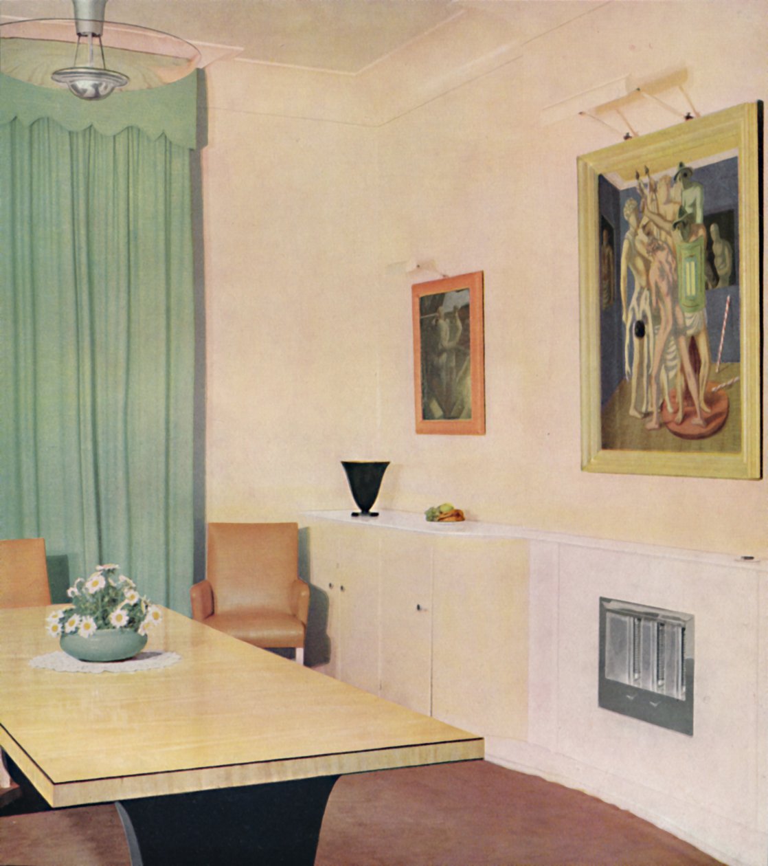 London Dining Room med maleri av Chirico, 1938 av Unbekannt