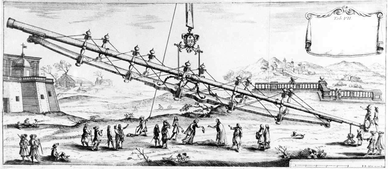 Brytende teleskop med lang brennvidde, 1728 av Unbekannt