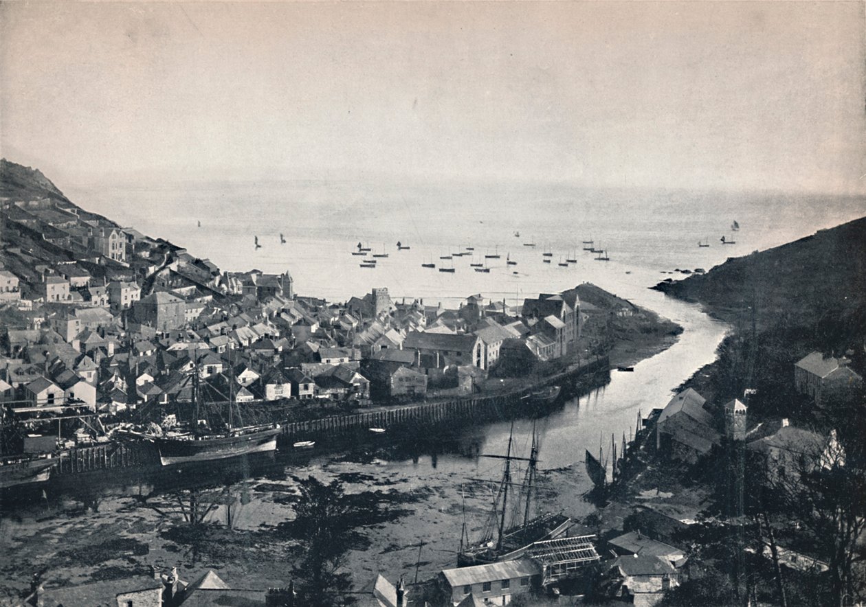 Looe - Utsikt fra åsene, viser elvemunningen, 1895 av Unbekannt