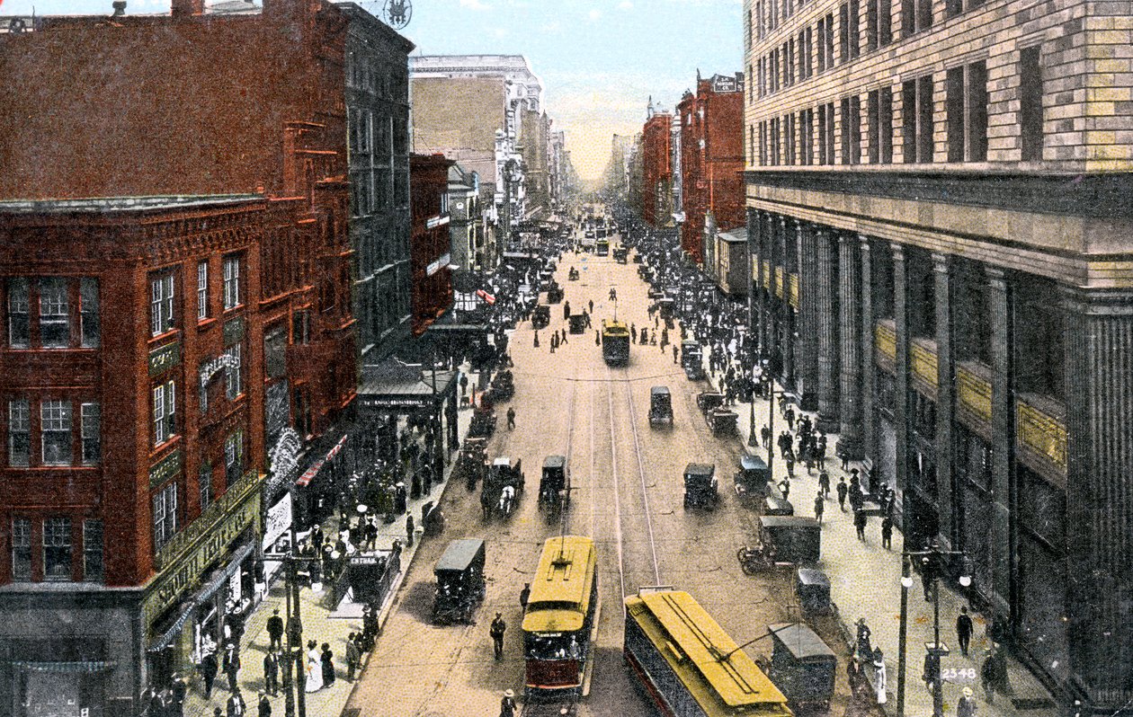 Ser østover langs Market Street fra City Hall, Philadelphia, Pennsylvania, USA, ca 1900-tallet av Unbekannt
