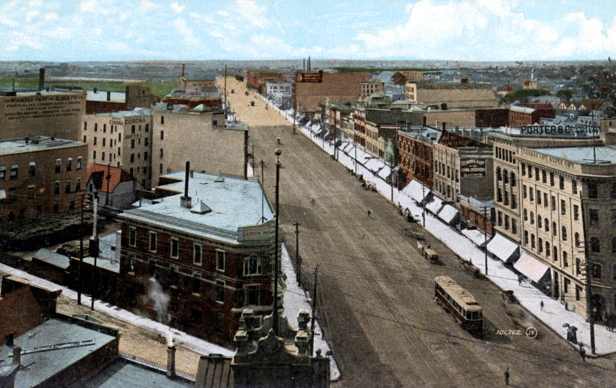 Ser nordover langs Main Street, Winnipeg. Manitoba, Canada, ca 1900-tallet av Unbekannt