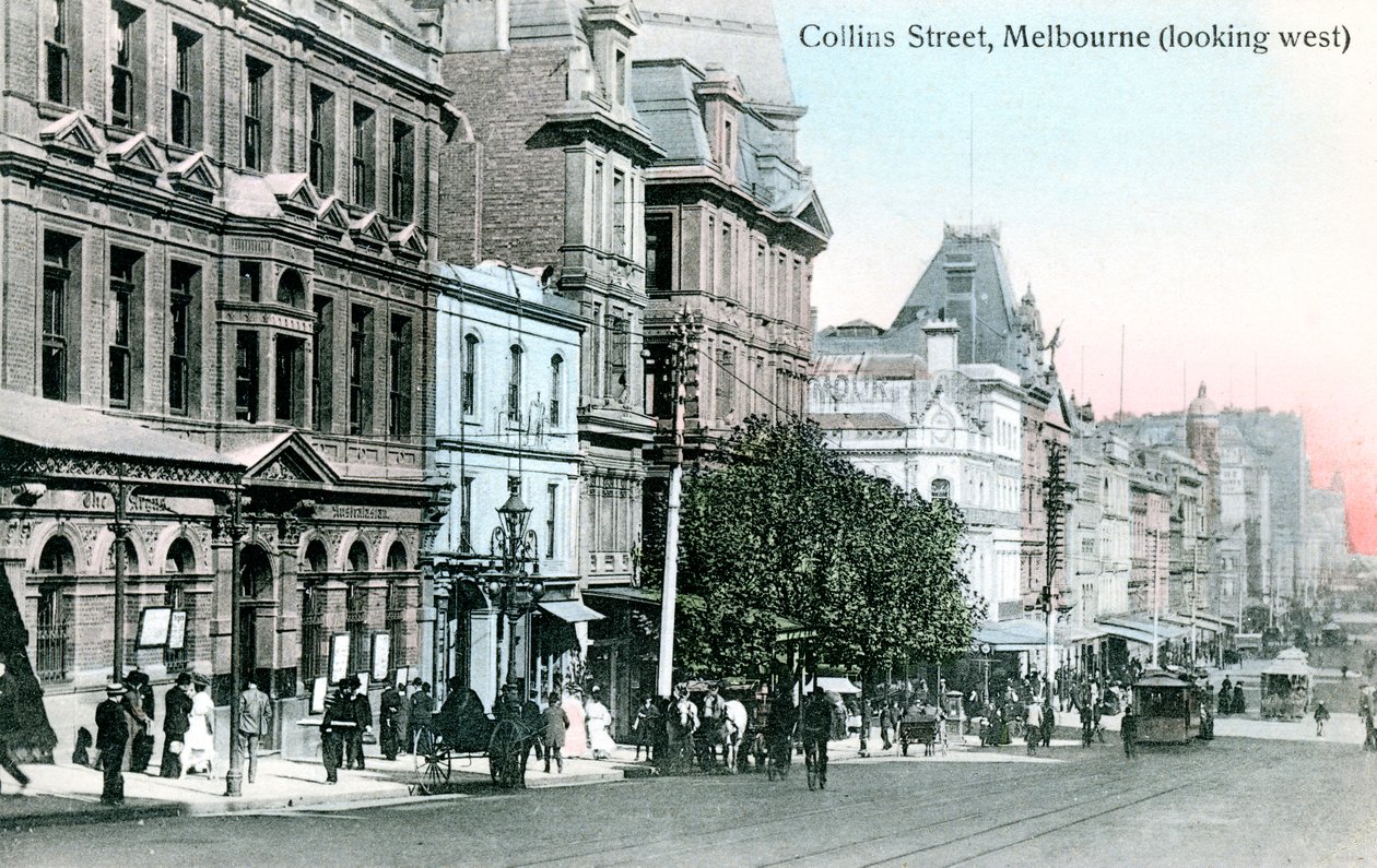 Ser vestover langs Collins Street, Melbourne, Australia, 1912 av Unbekannt