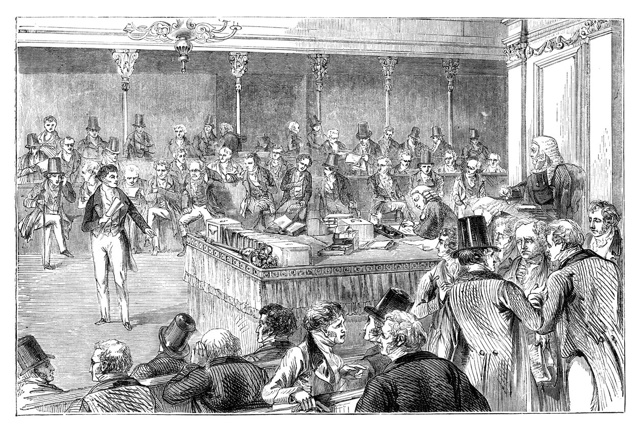 Lord John Russell 1792-1878 introduserer reformloven av 1832 c1895 av Unbekannt