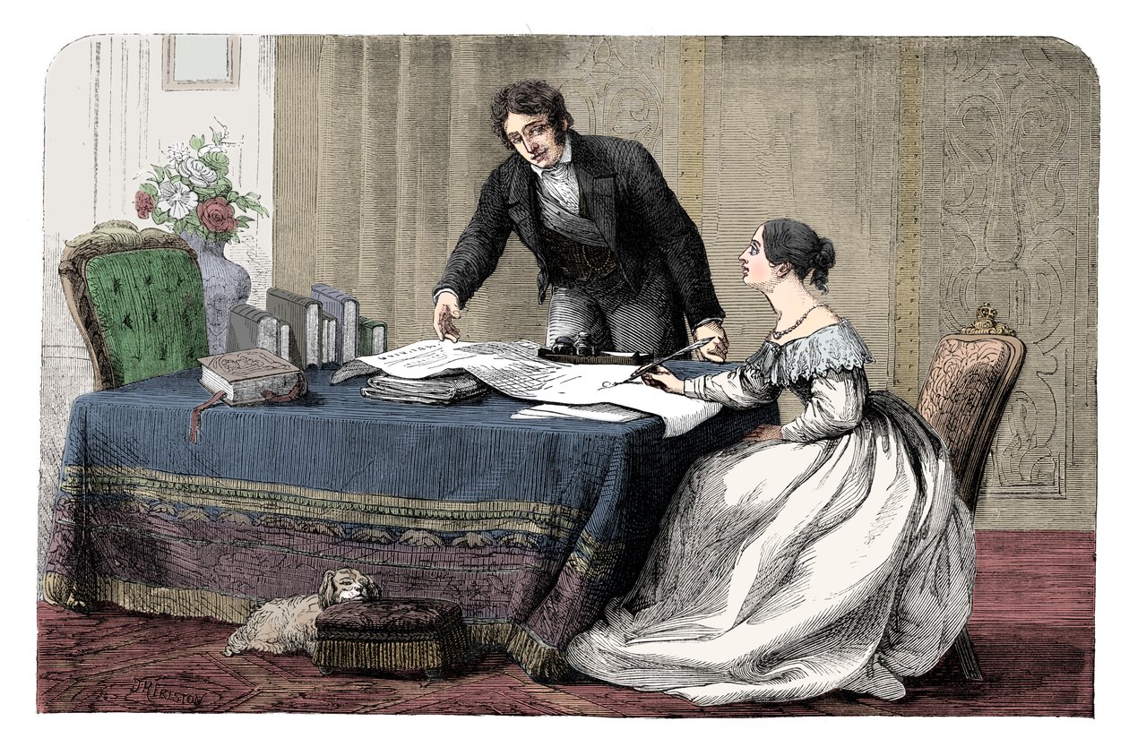 Lord Melbourne 1779-1848 instruerte en ung dronning Victoria 1819-1901, 1837 c1895 av Unbekannt