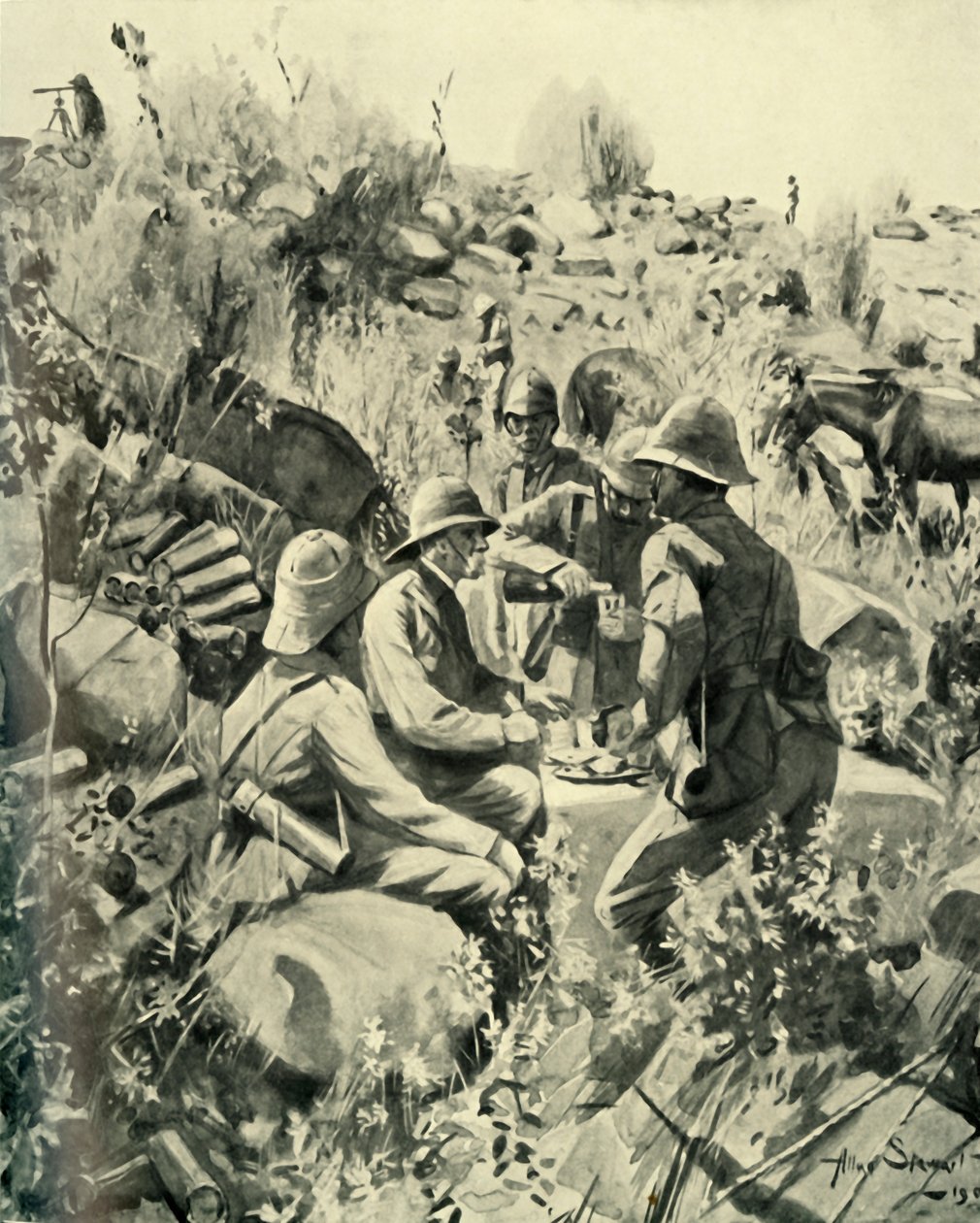 Lord Roberts og ansatte ved Lunch on the Veldt, 1901. av Unbekannt