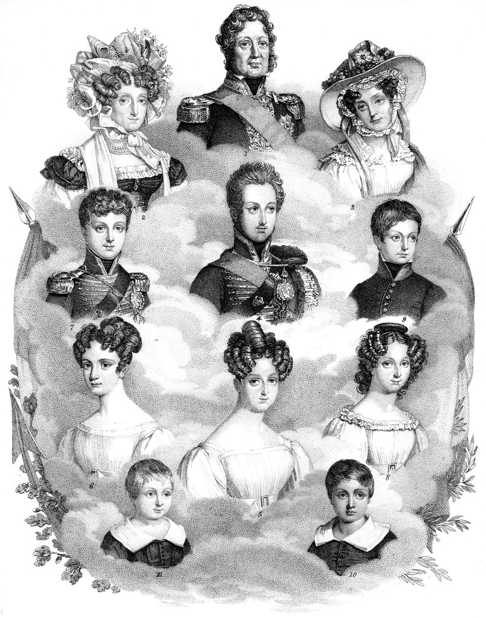 Louis-Philippe, konge av Frankrike, og hans familie, 1800-tallet av Unbekannt