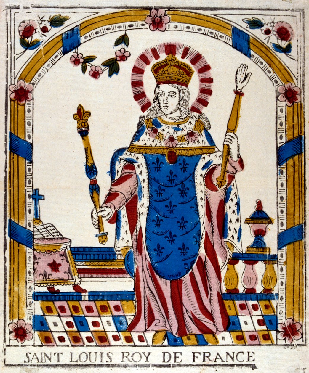 Ludvig IX, konge av Frankrike, i sine kroningskapper, 1226 1800-tallet av Unbekannt