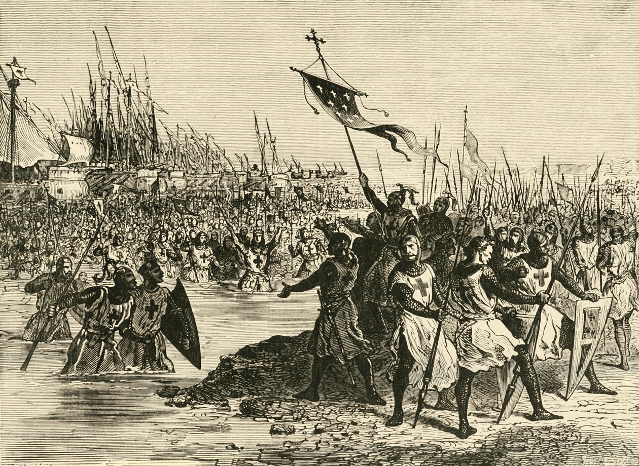 Ludvig IX. Landing i Egypt, 1249, 1890. av Unbekannt