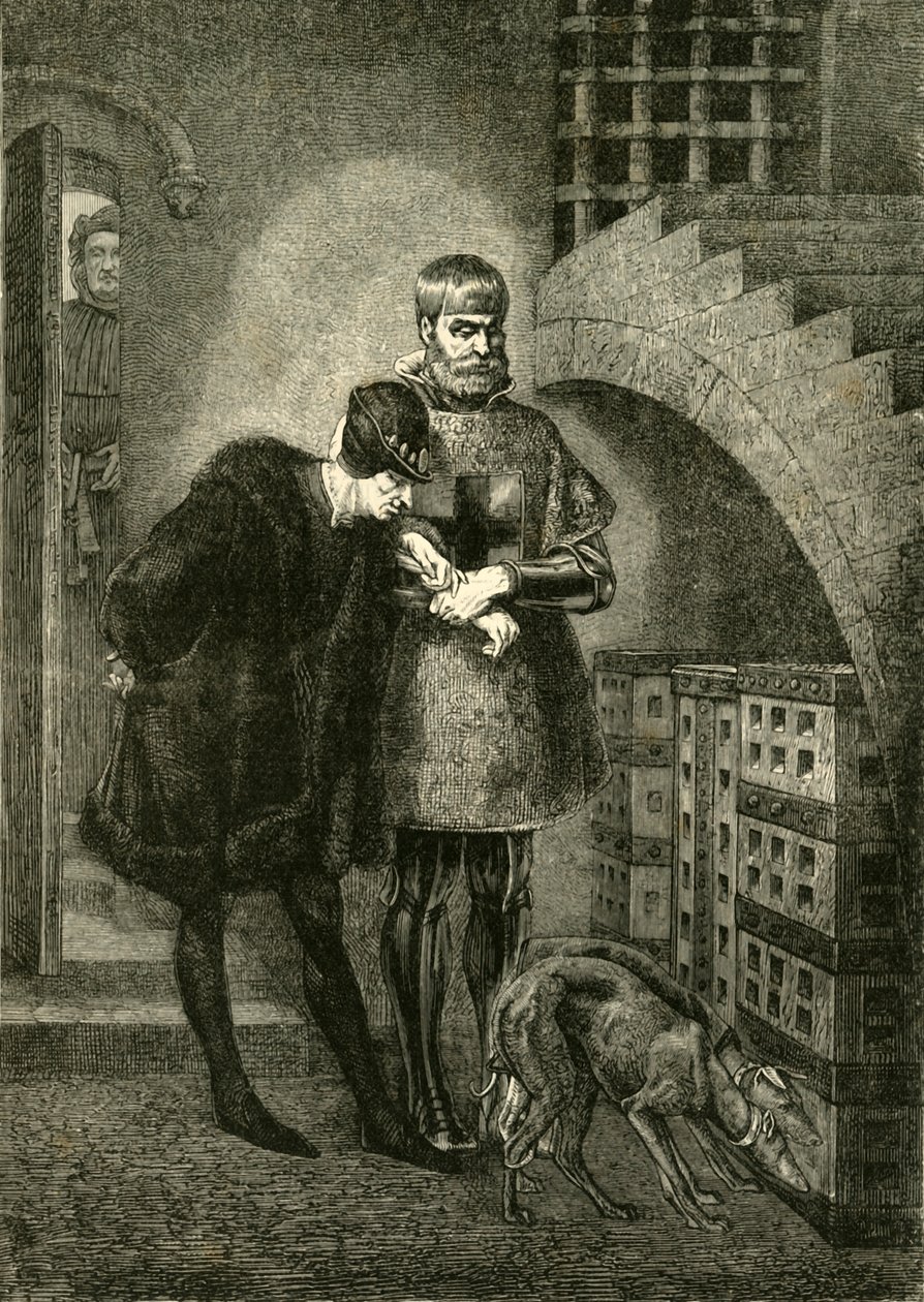 Louis XI på besøk til kardinal Balue i jernburet, 1469-1481, 1890. av Unbekannt