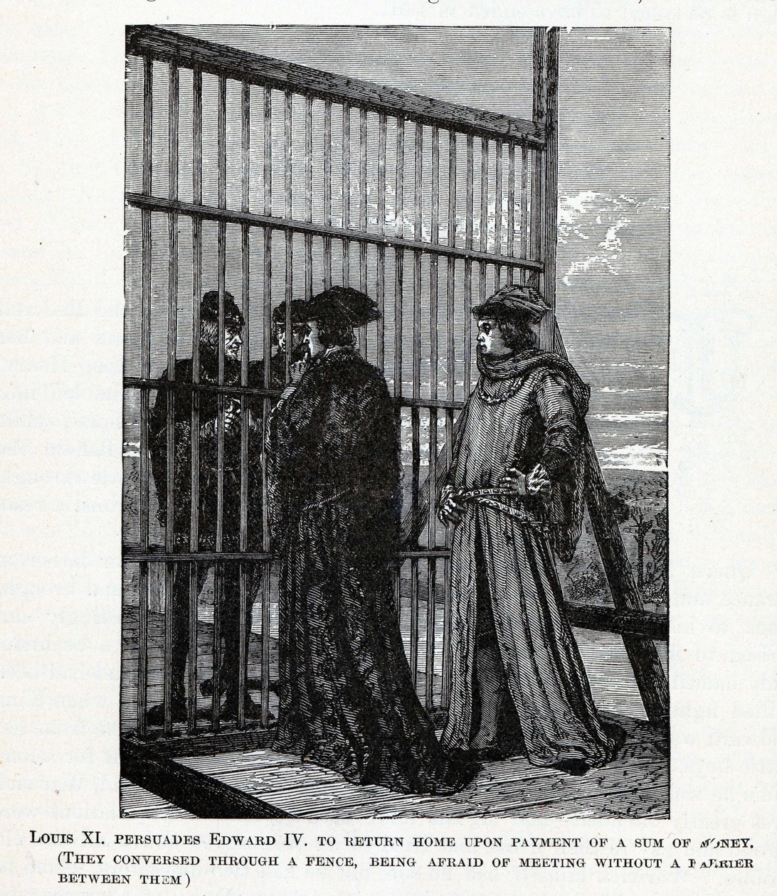 Louis XI overtaler Edvard IV til å reise hjem med en sum penger, 1882 av Unbekannt