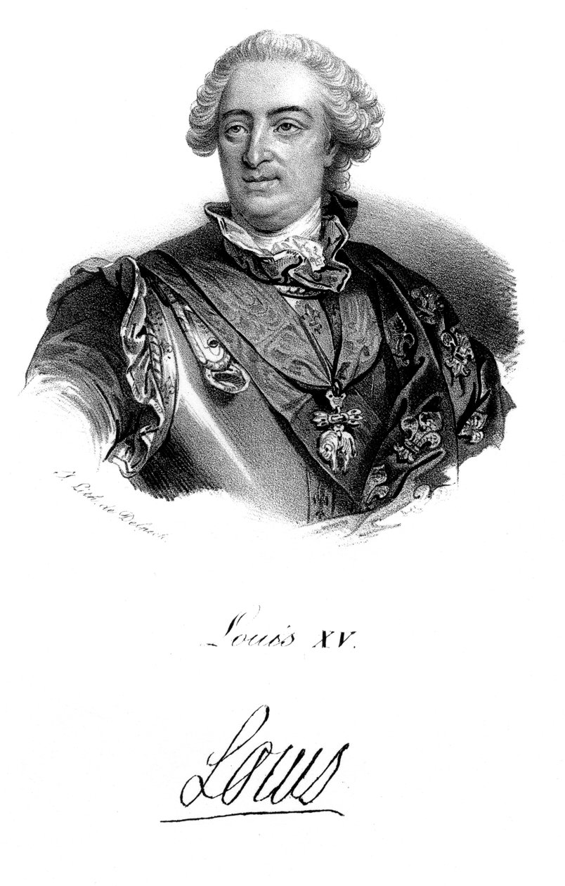 Ludvig XV 1710-1774, konge av Frankrike fra 1715, c1820 av Unbekannt