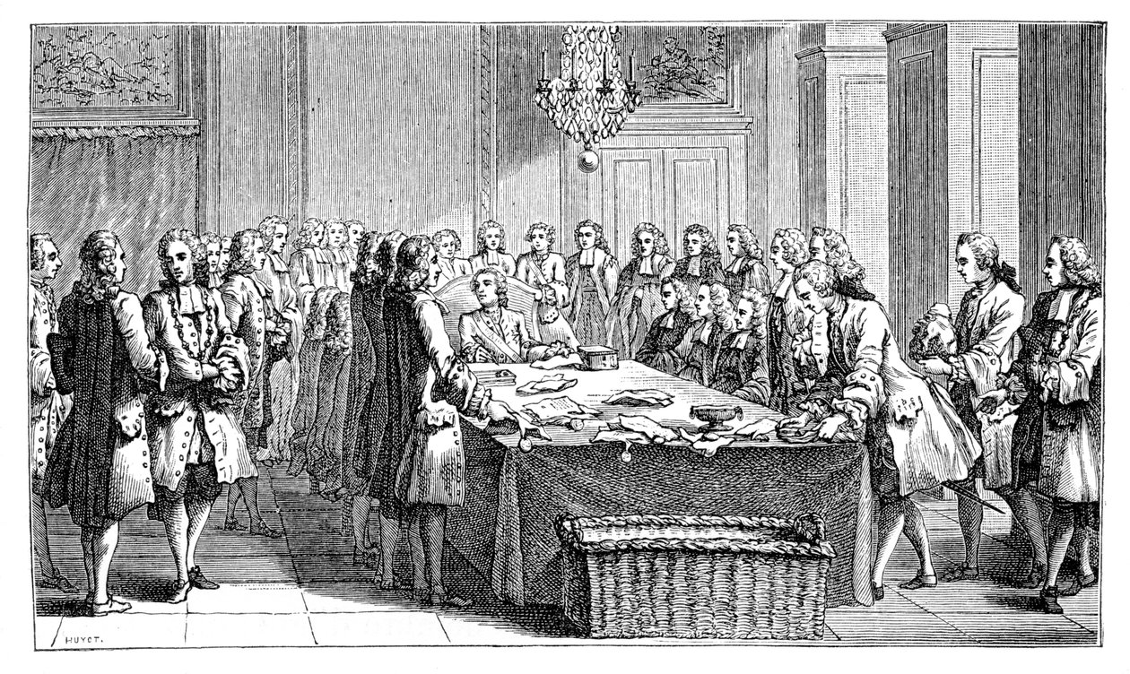 Louis XV signerer den nye traktaten, 1757, 1885 av Unbekannt