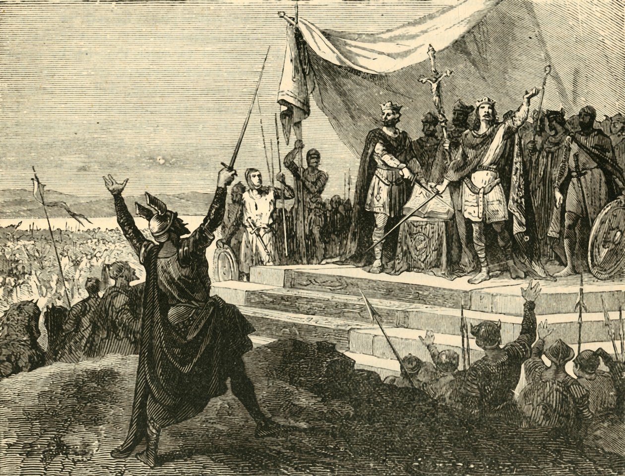Louis og Charles avla Strasburg-ed før deres hærer, 842AD, 1890. av Unbekannt