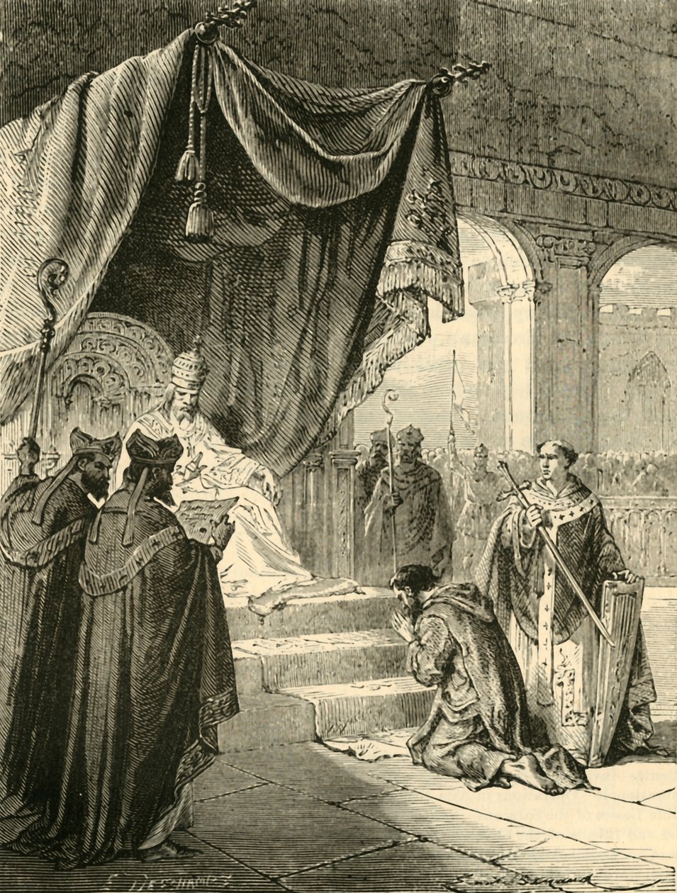 Ludvig den fromme gjør bot for behandling av sin nevø, Bernard, c818, 1890. av Unbekannt
