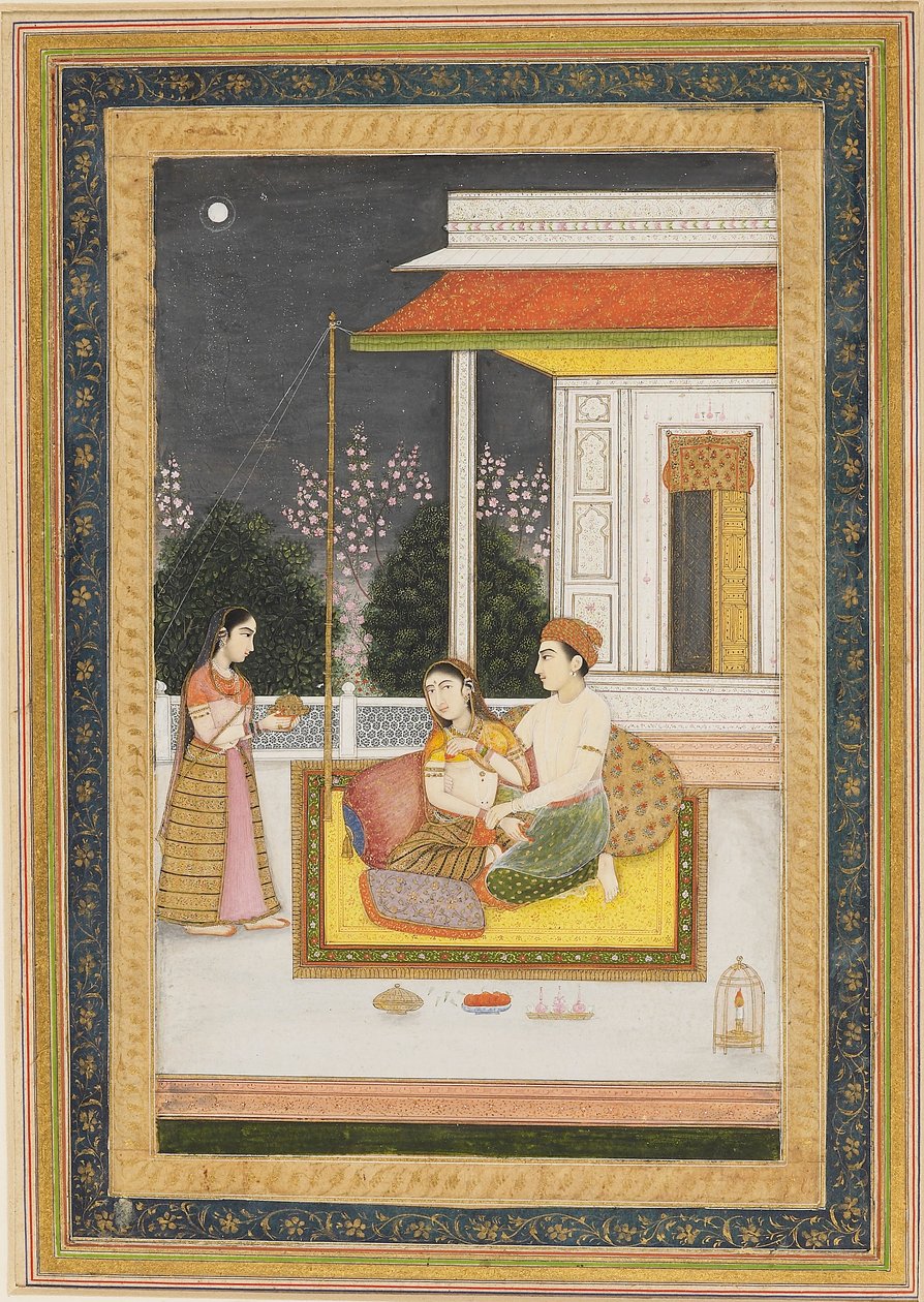 Kjærlighetsscene på en terrasse om natten, c1790 av Unbekannt