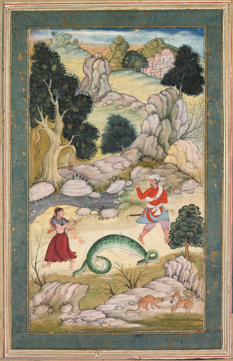 Elskere som skiller seg, side fra en bok med fabler, ca. 1590-95. av Unbekannt