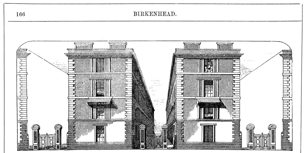 Lavt leie av arbeiderboliger bygget av Birkenhead Dock Co, c1844 c1860 av Unbekannt