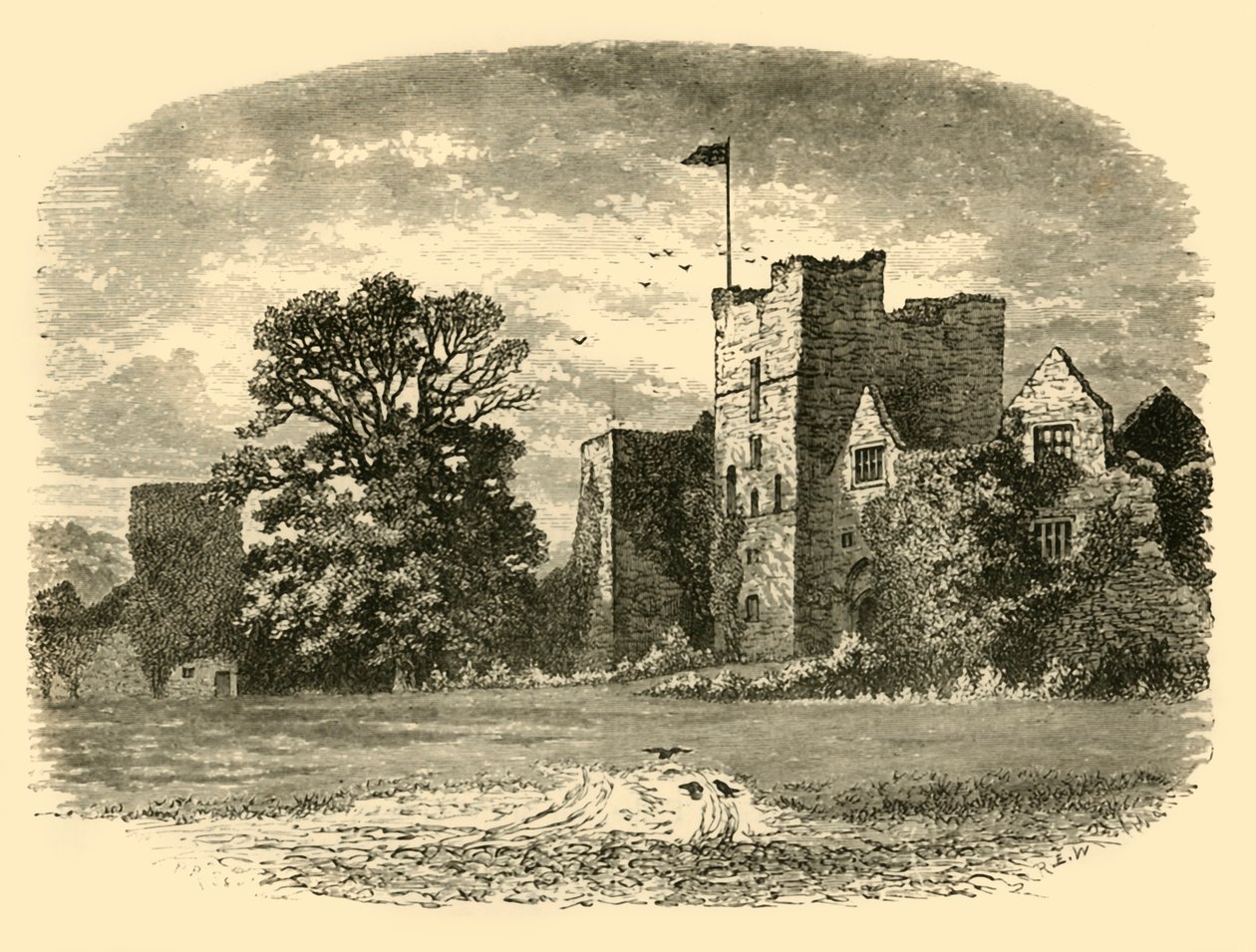 Ludlow Castle fra inngangsporten, 1898. av Unbekannt