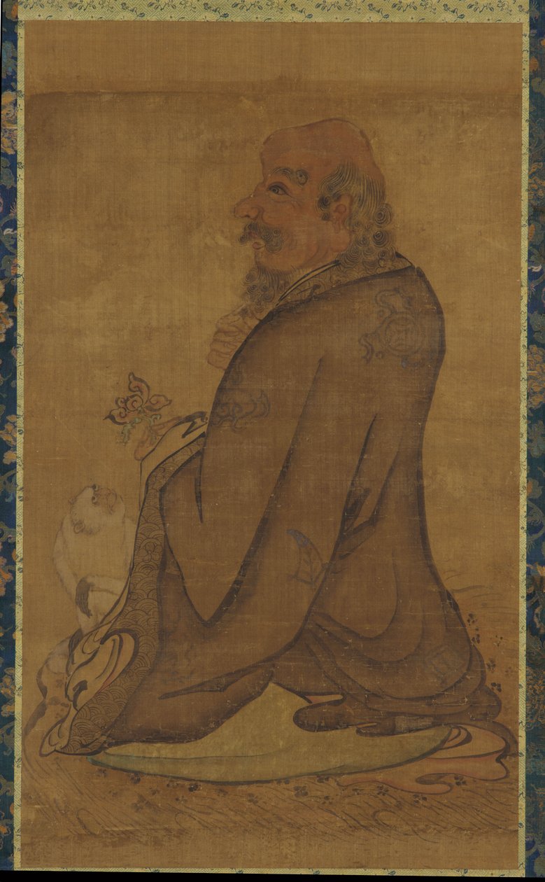 Luohan med en hvit ape, sent Ming eller tidlig Qing-dynastiet, 1600-tallet. av Unbekannt