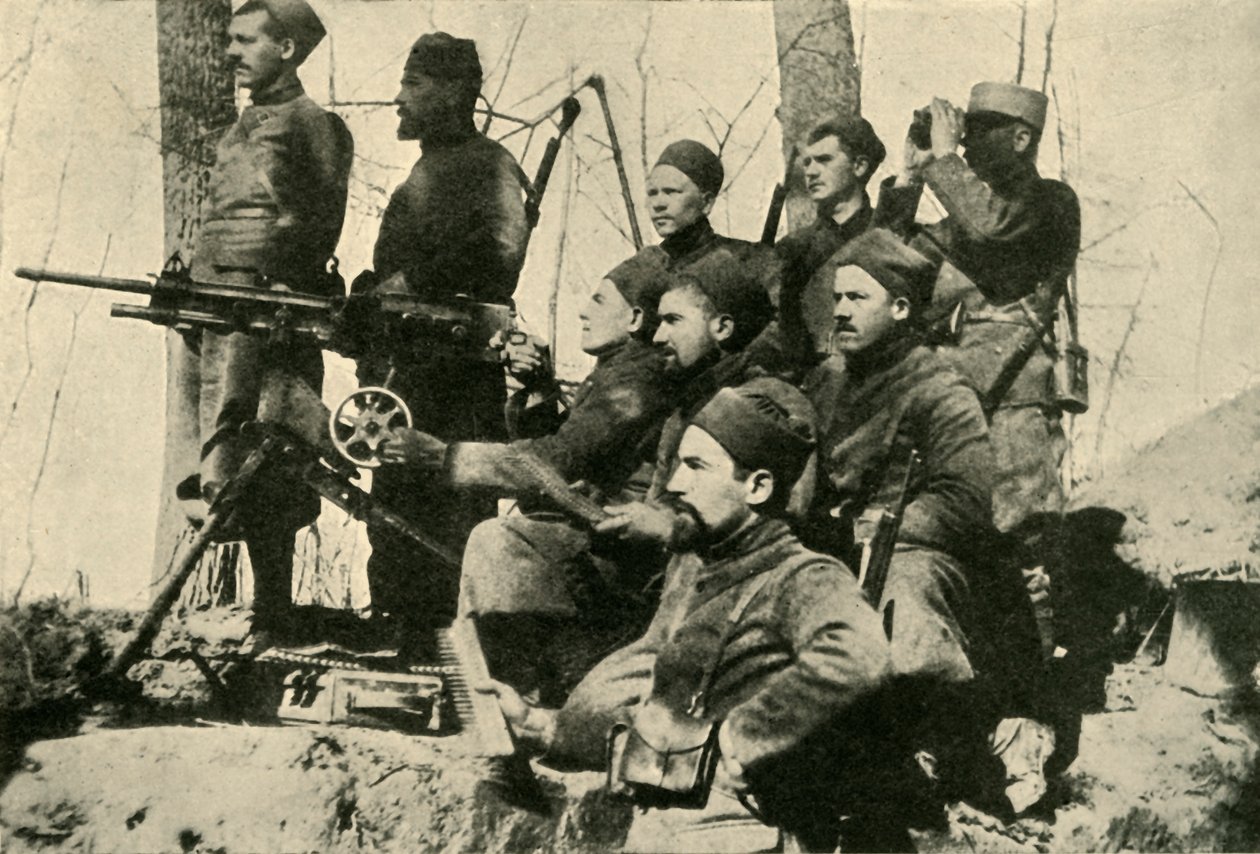 Maskingeværseksjon av Zouaves, første verdenskrig, 1915, c1920. av Unbekannt