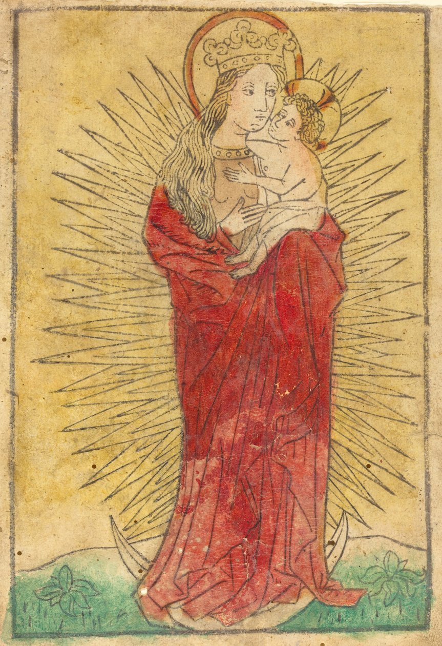 Madonna og barn i en herlighet som står på en halvmåne, 14501460. av Unbekannt