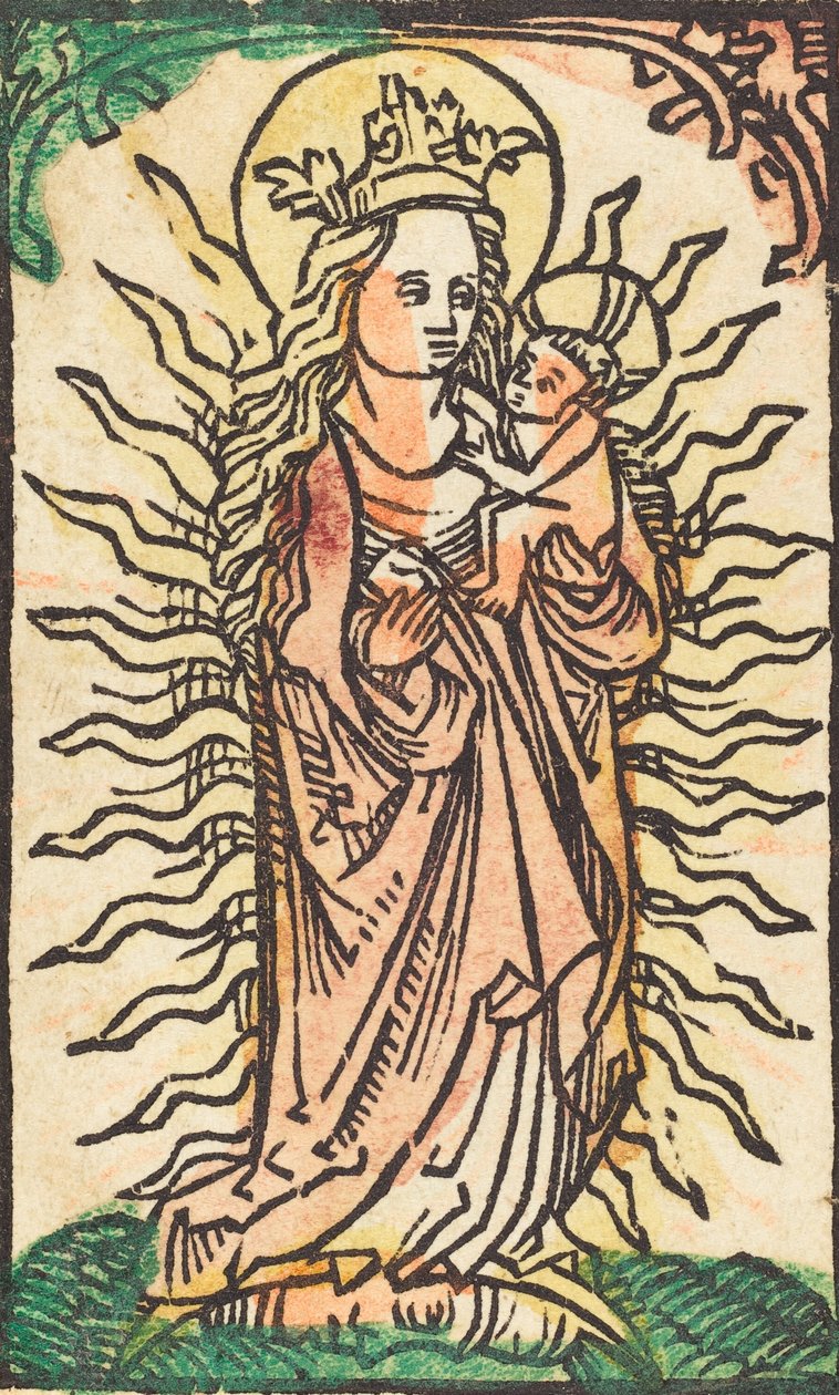 Madonna og barn i en herlighet som står på en halvmåne, 14701480. av Unbekannt