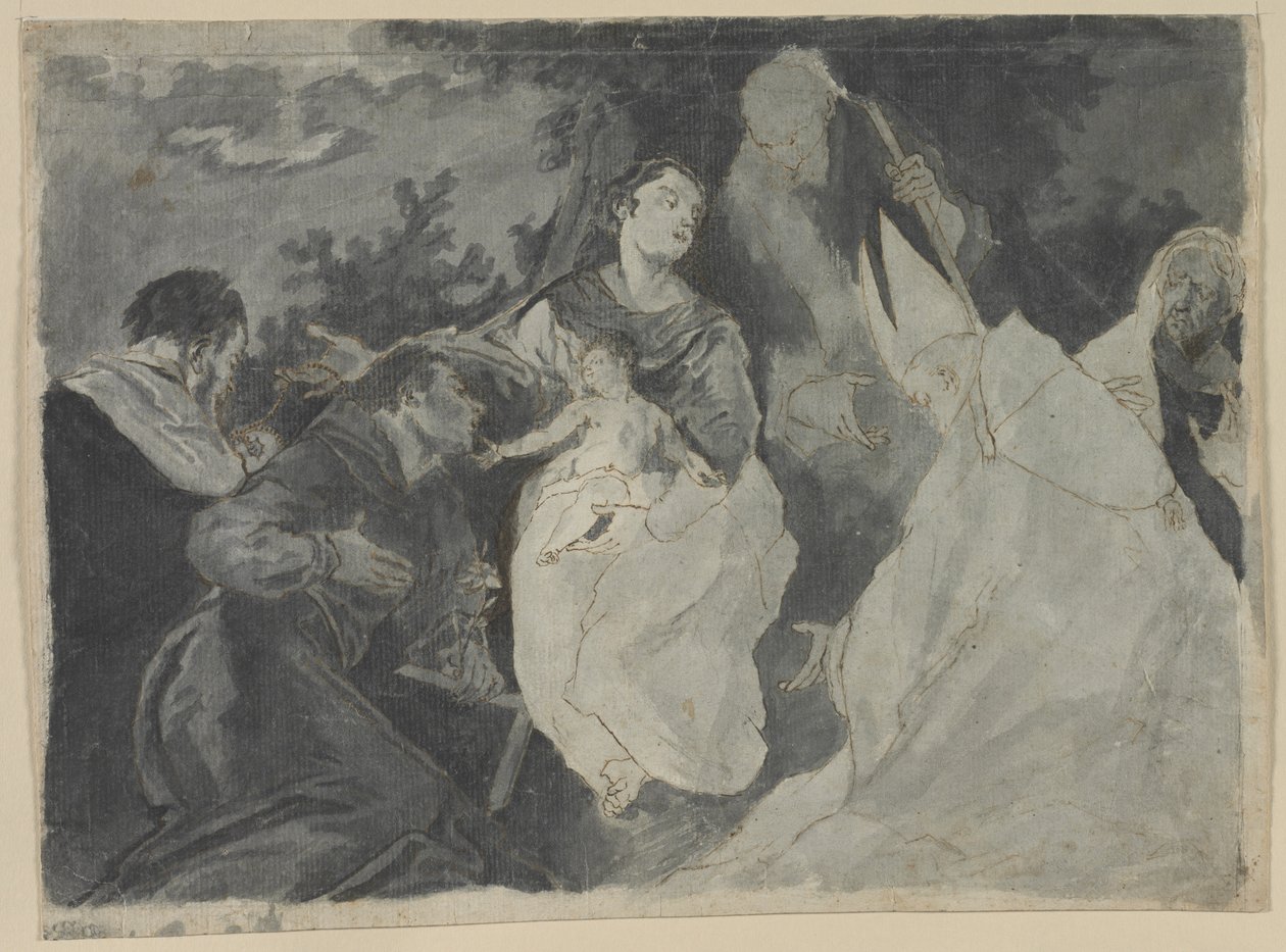 Madonna og barn med hellige, 1700-tallet. av Unbekannt
