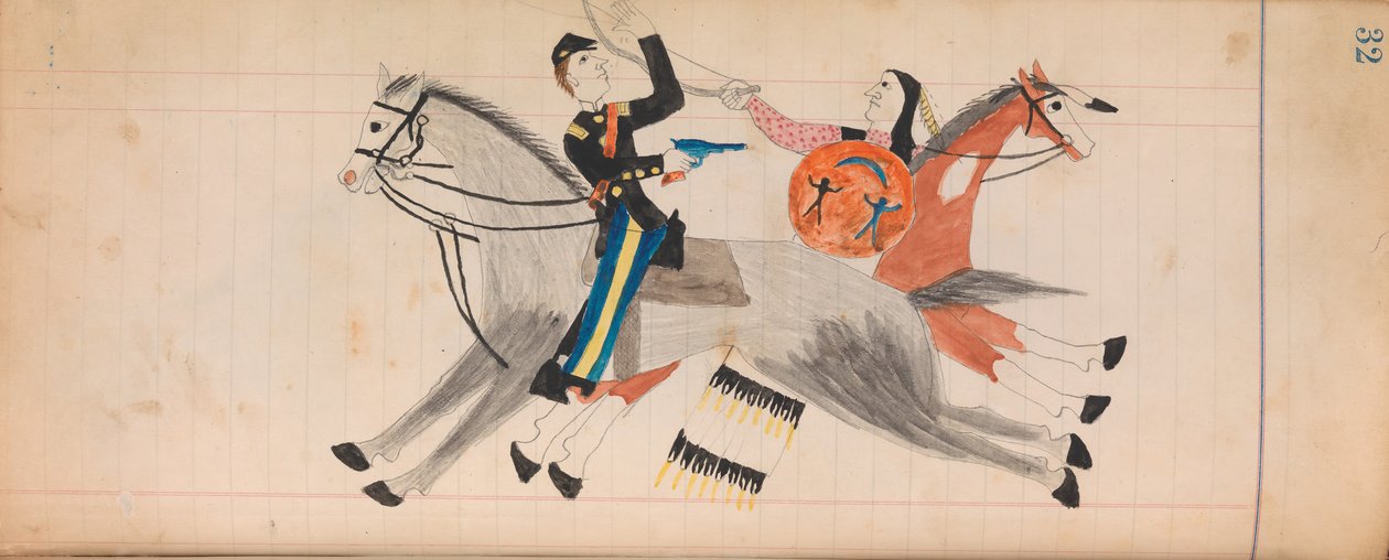 Maffet Ledger: Indisk og soldat til hest, ca. 1874-81. av Unbekannt