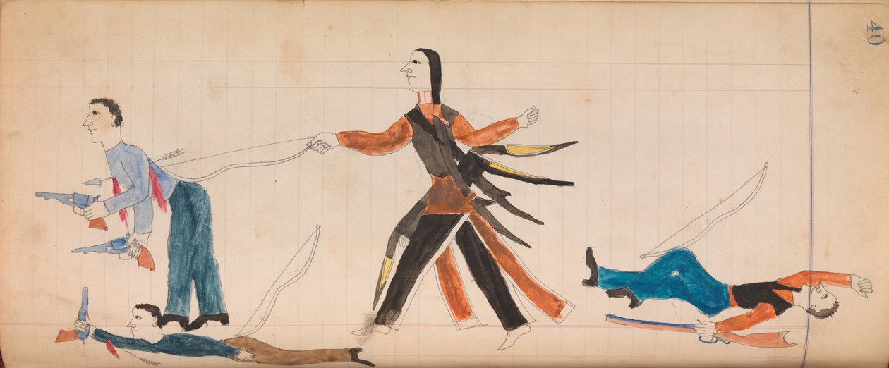 Maffet Ledger: Indiske og tre hvite menn, ca. 1874-81. av Unbekannt