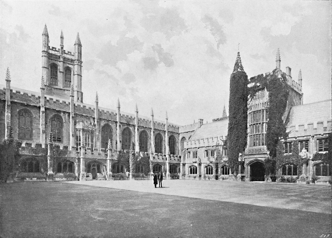 Magdalen College-Cloister and Bell and Founders Towers, c1896 av Unbekannt