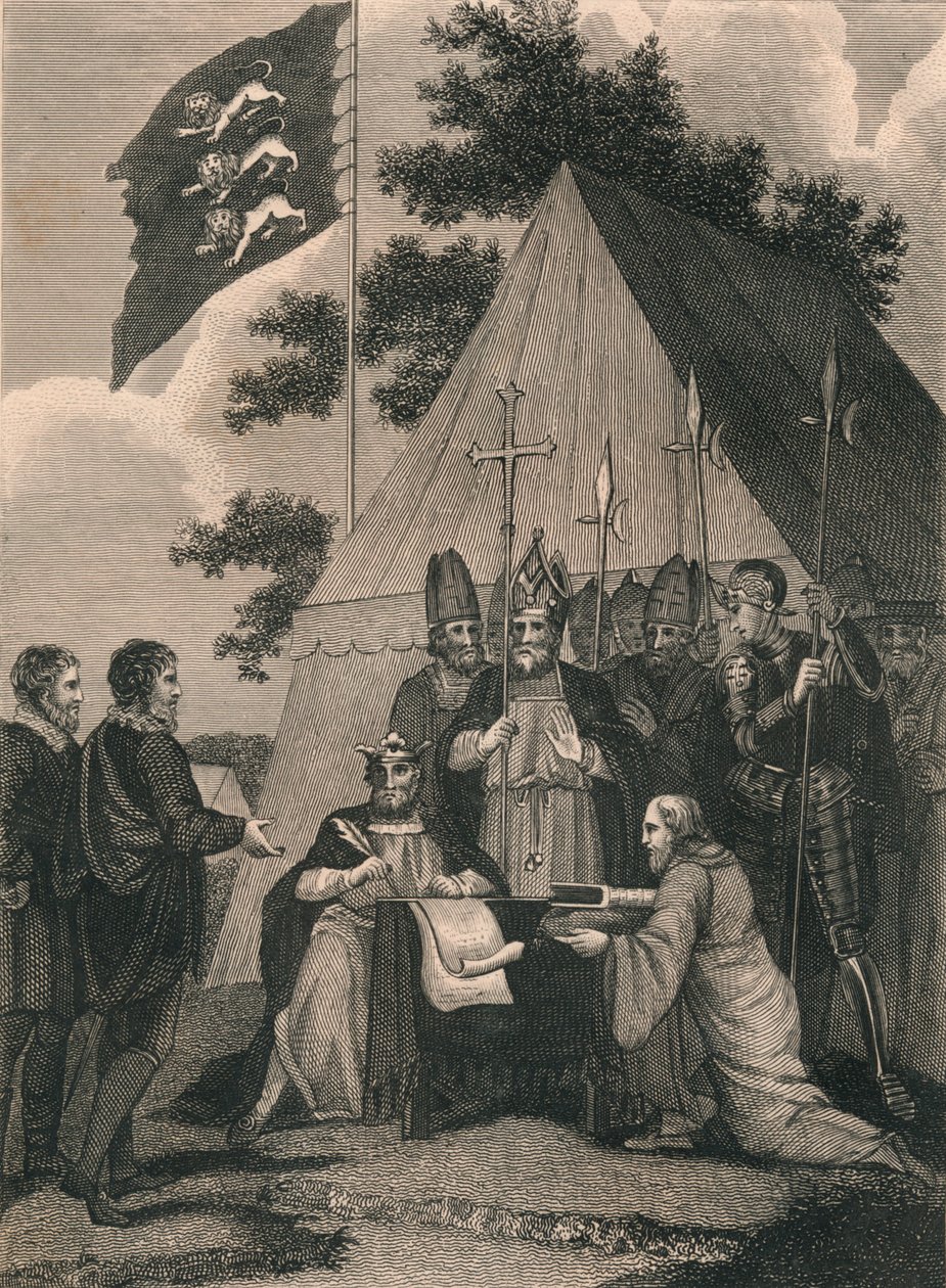Magna Charter signert av kong John, 1215, c1800-tallet av Unbekannt