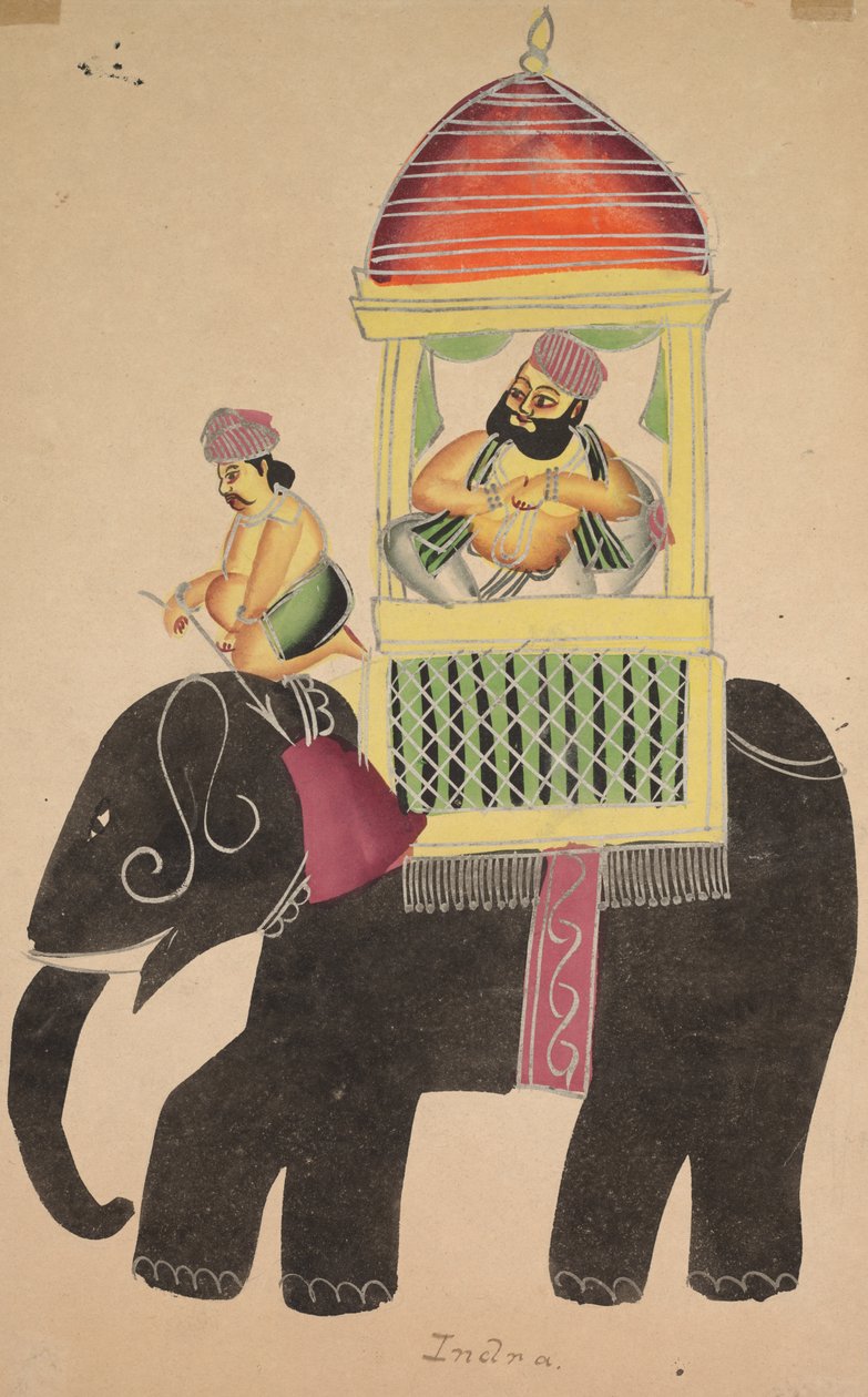 Mahant of Tarakeshwar Rides on an Elephant, 1800-tallet. av Unbekannt